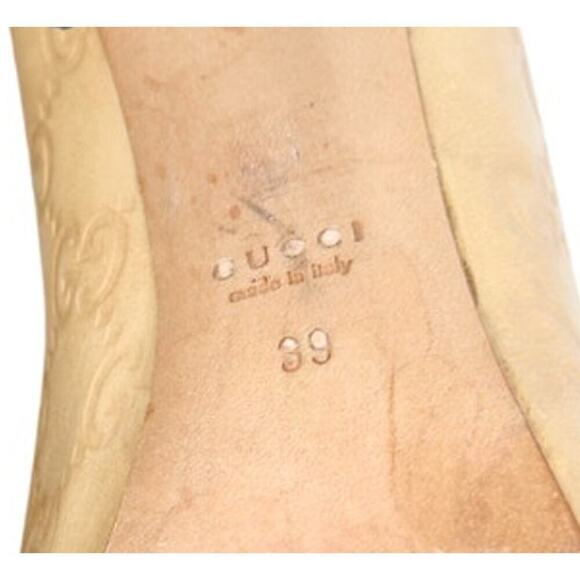 Gucci GG Logo Heels Nude Guccissima Supreme Pumps White Gold Tone Shoes EU 39 - Picture 9 of 11